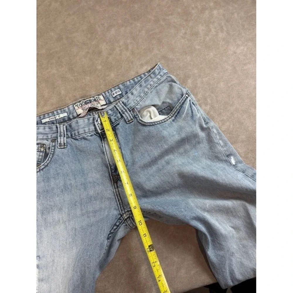 Ecko Unltd Hang Em High‎ Straight Fit Mens Y2K Light Denim Jeans Distress 32x32
